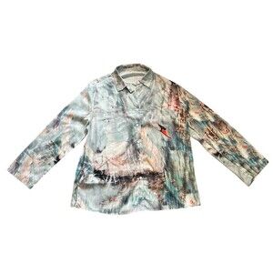 Hawaiian Swan Pond Floral Print Botton Up Long Sleeve Shirt 3XL NWOT Mens Womens